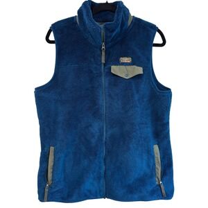 LL Bean Fleece Vest Blue Full Zip Pockets Womens Size L
